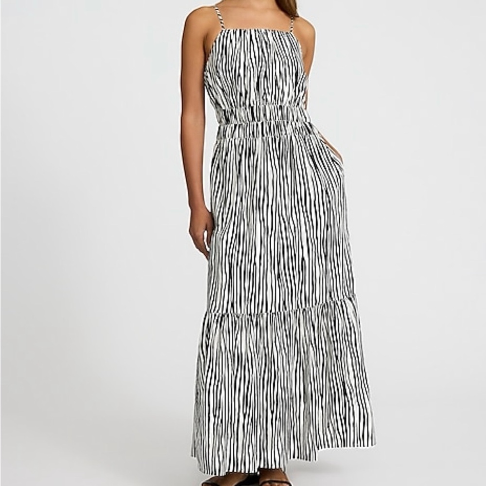 Express Black and White Striped Maxi Dress